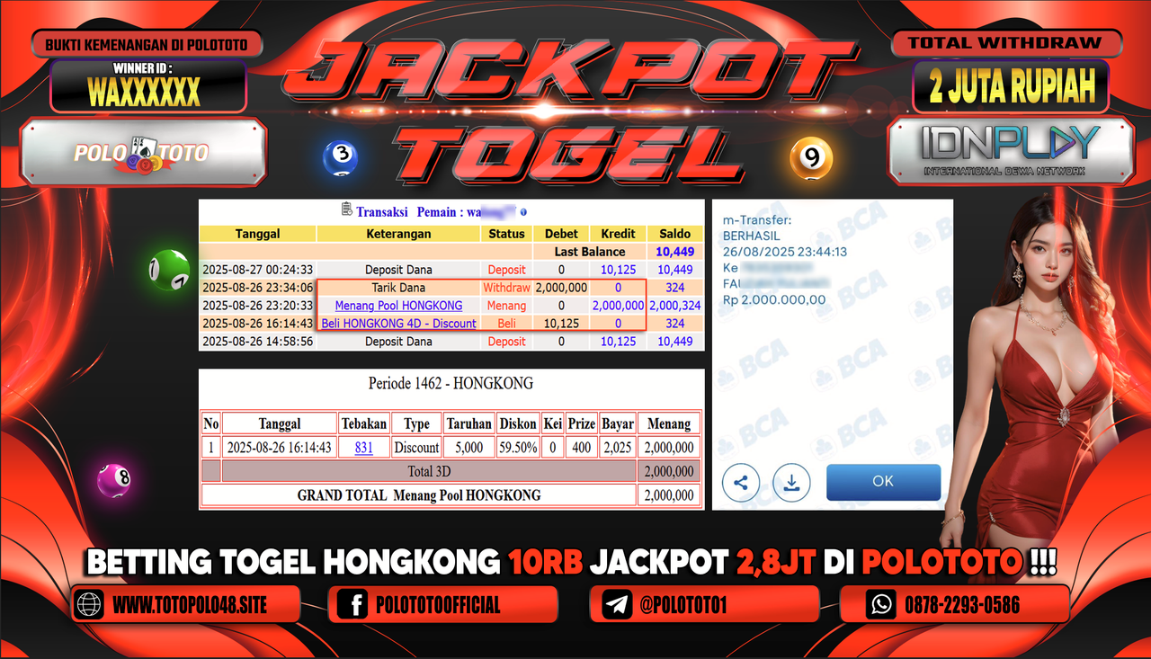 POLOTOTO JACKPOT TOGEL HONGKONG LOTTO Rp.2.000.000,-
