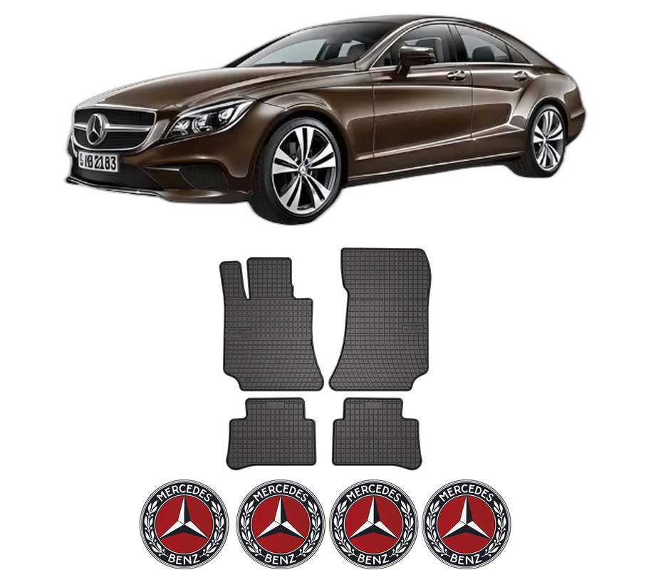 Set covorase presuri MERCEDES-BENZ CLS (C218) din 2011-2017, auto, din cauciuc thermoplastic, 4 Stickere auto cu MERCEDES-BENZ