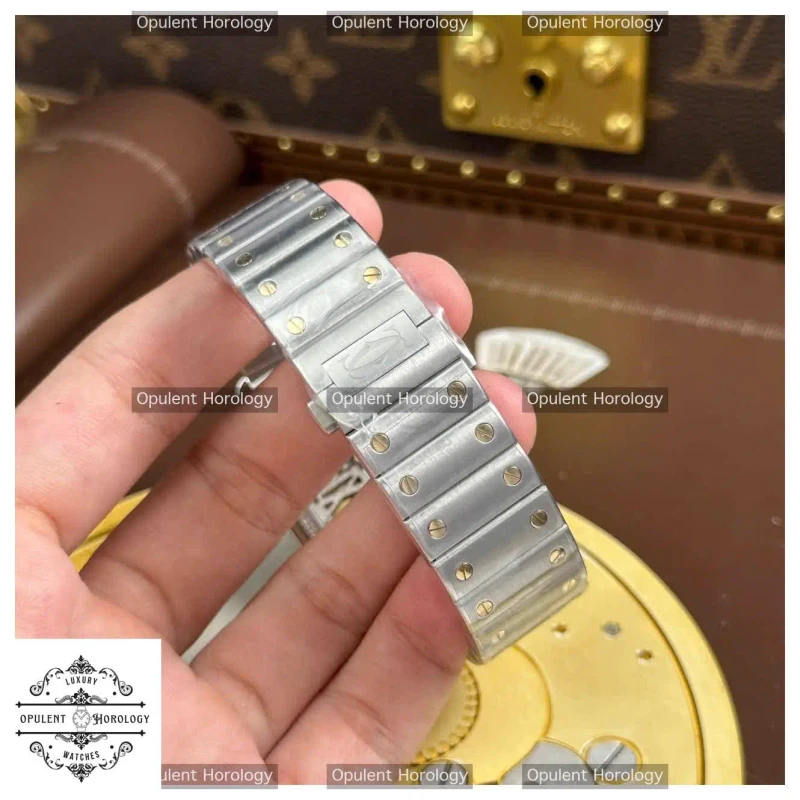 Cartier Santos Skeleton Replica Watch | 39.8mm Two-Tone Yellow Gold Bezel Metal Bracelet