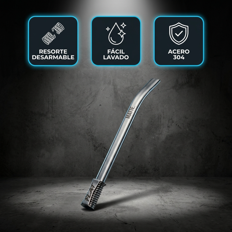 Bombilla Flat de acero con resorte desarmable Matte