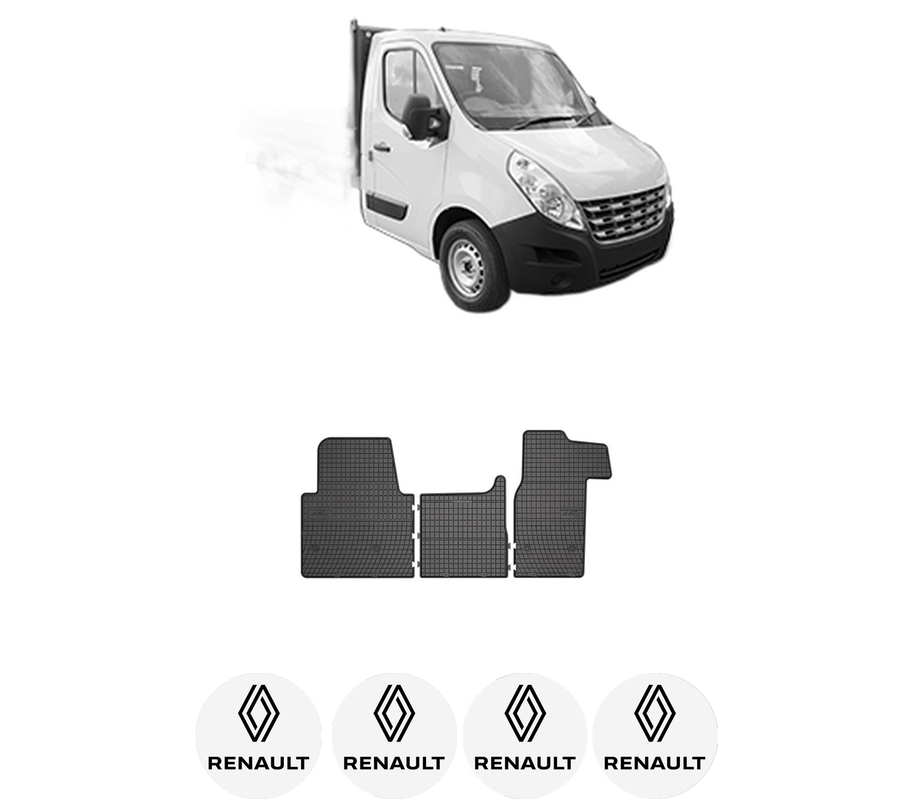 Set covorase presuri RENAULT MASTER III Platform/Chassis (EV, HV, UV) din 2010-2019, auto, din cauciuc thermoplastic, 4 Stickere auto cu RENAULT