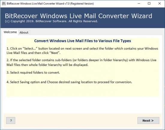 BitRecover Windows Live Mail Converter Wizard 7.4