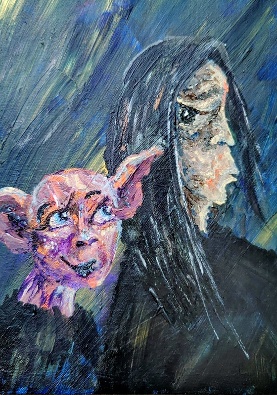 "Why does your house elf keep staring at me?" said Severus.