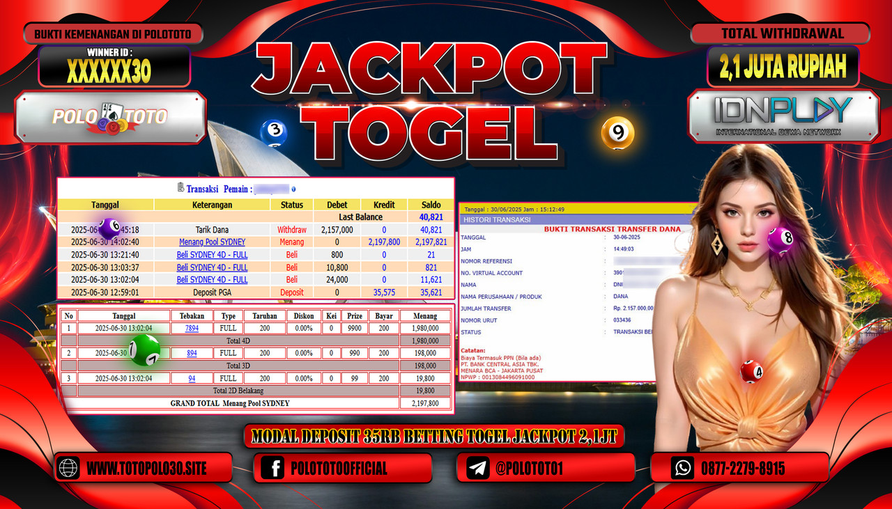 POLOTOTO JACKPOT TOGEL POOL SYDNEY Rp.2.100.000,- LUNAS
