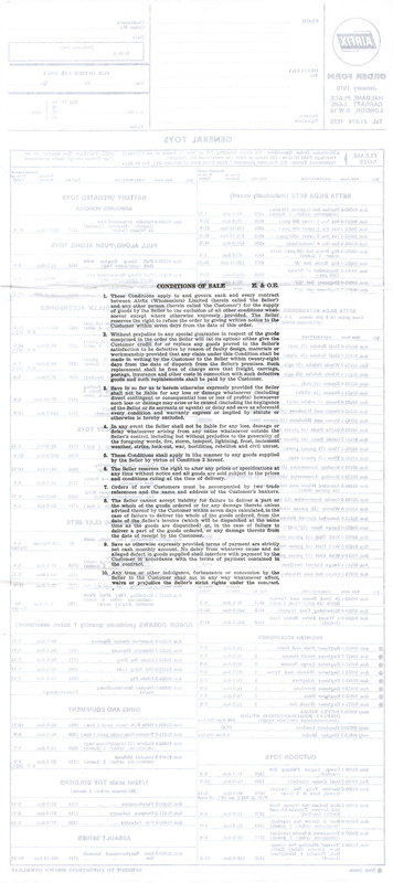 Airfix Order Form January 1970 General Toys 2
