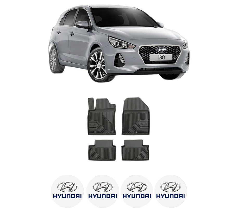 Set covorase presuri HYUNDAI i30 Hatchback Van (PDE) din 2016-2020, auto, din cauciuc thermoplastic, 4 Stickere auto cu HYUNDAI