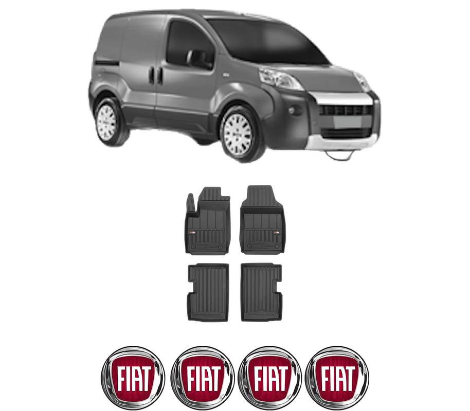 Set covorase presuri FIAT 500 (312_) din 2007-2021, auto, din cauciuc thermoplastic, 4 Stickere auto cu FIAT