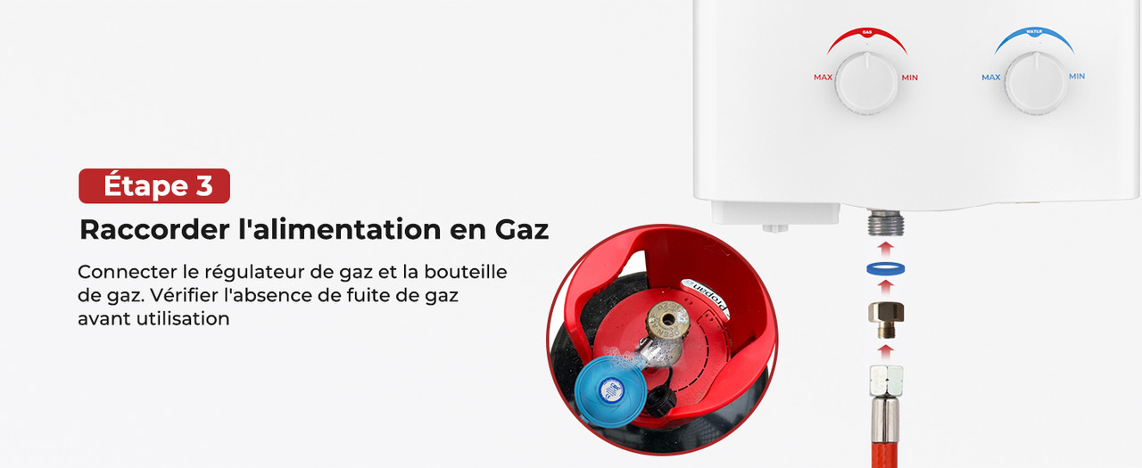 Étape 4 : Connecter l'alimentation en gaz