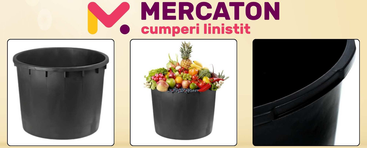 Recipient Mercaton din Plastic Gumat, pentru Depozitare sau Cules Fructe si Legume, 500 L, Ø 103 cm, Inaltime 80 cm, Negru