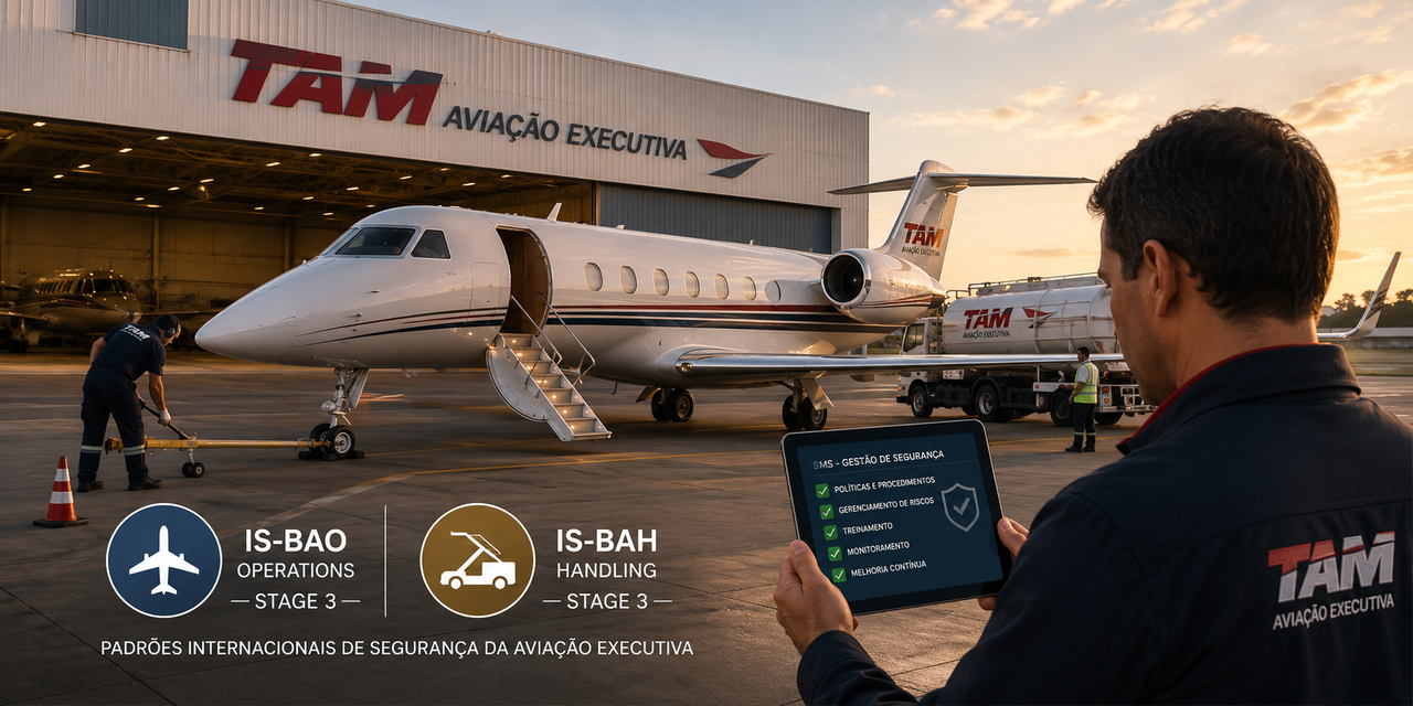 TAM Aviação Executiva alcança Stage 3 nas certificações IS-BAO e IS-BAH