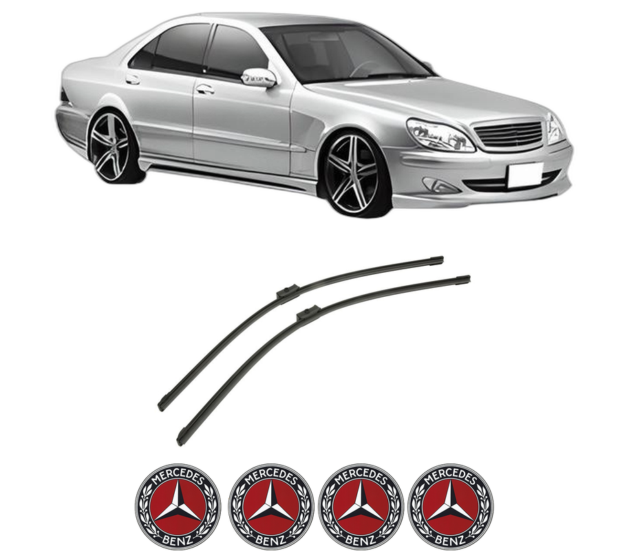 Set stergatoare auto MERCEDES-BENZ S-CLASS (W220, V220) din 1998-2005, pentru parbriz auto, 2 bucati, Bosch Aerotwin, din cauciuc siliconat rezistent, 4 Stickere Auto MERCEDES-BENZ