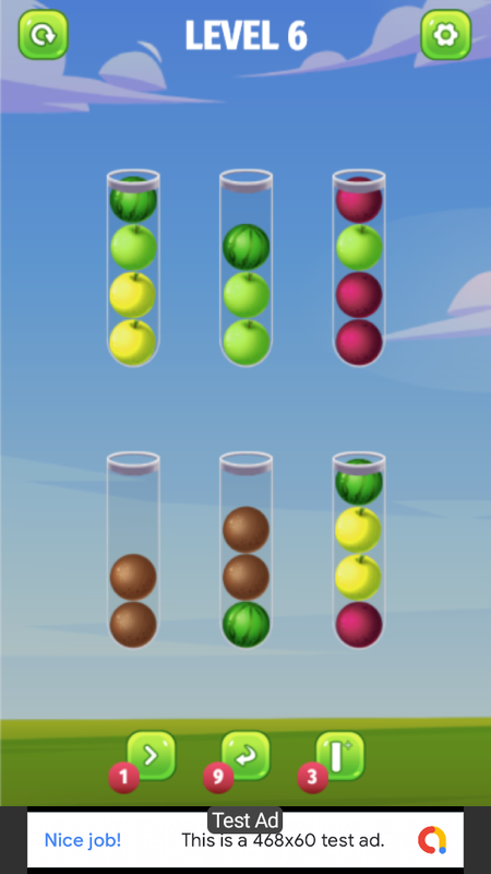 Fruit Sort - Puzzle Game Android Studio Project with AdMob Ads + Ready to Publish