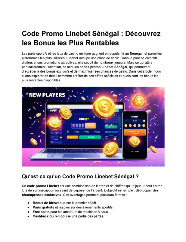 Code Promo Linebet Sénégal _ Découvrez les Bonus les Plus Rentables
