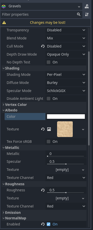 Material properties (export from Blender)