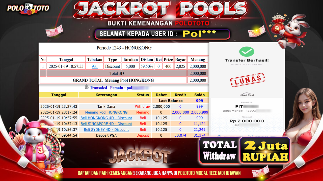 POLOTOTO JACKPOT TOGEL PASARAN HONGKONG Rp.2,000.000,-