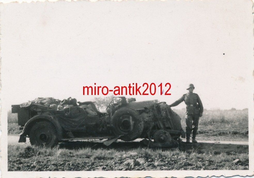 Foto, Wehrmacht, Pkw Horch zerstört am 07.06.194