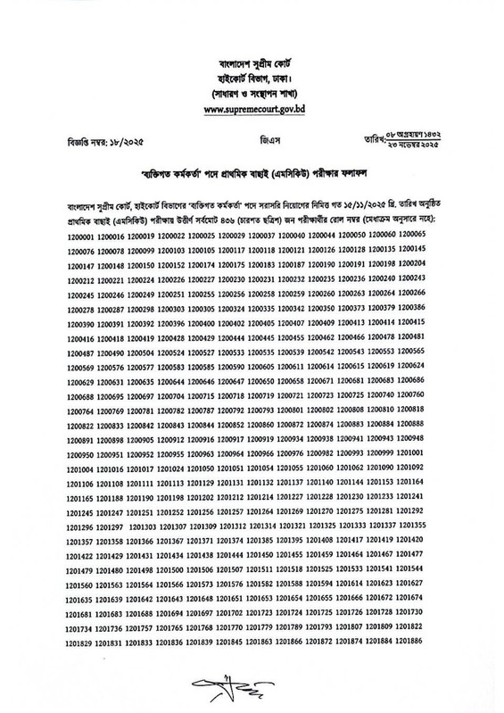 High-Court-Division-Personal-Officer-MCQ-Exam-Result-2025-PDF-1