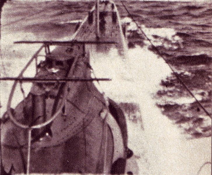 En navegación con el mini submarino CA en la cubierta En navegación con el mini submarino CA en la cubierta