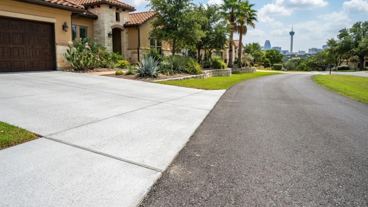 Concrete driveway installation cost comparison versus asphalt in San Antonio Texas