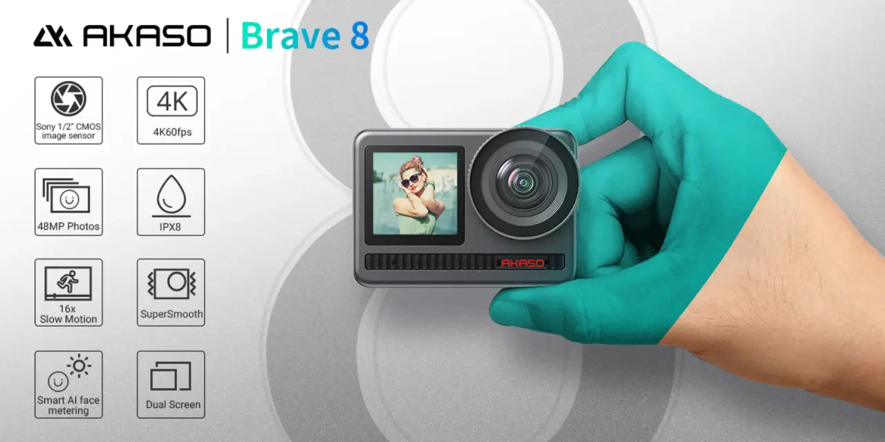 jual Akaso Brave 8 4K 60FPS Waterproof Action Camera Dual Screen