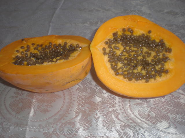 halved papaya