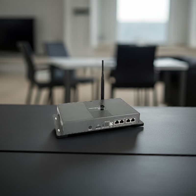 Portas de entrada e saída do Player Novastar Tb60I, incluindo HDMI e Ethernet