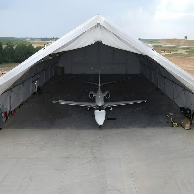 A-frame aluminum aircraft hangar tent for private aircraft parking and all weather protection