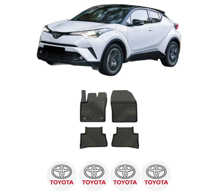 Set covorase presuri TOYOTA C-HR 1 din 2014-2018, auto, din cauciuc thermoplastic, 4 Stickere auto cu TOYOTA