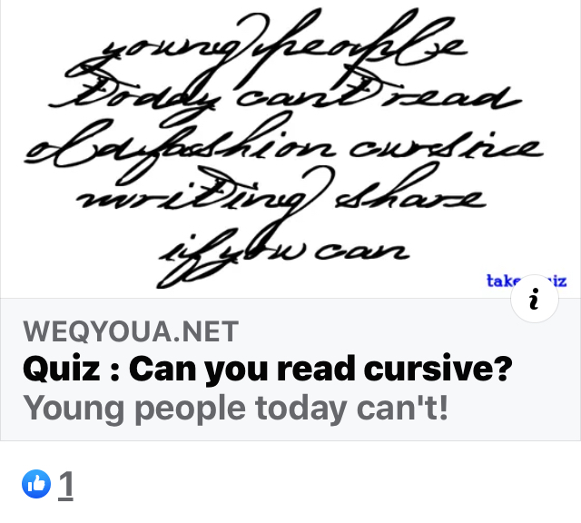 Young people can’t read cursive, apparently. r/gatekeeping
