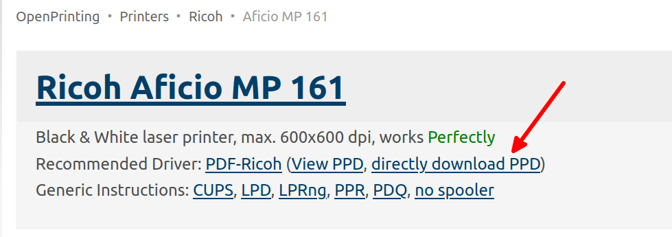 Printer - Ricoh Aficio MP 161 - No way 