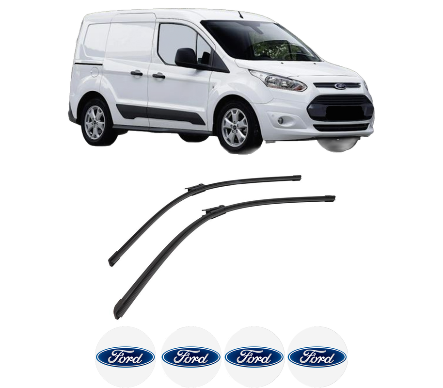 Set stergatoare auto FORD TRANSIT CONNECT MPV din 2013-2018, pentru parbriz auto, 2 bucati, Bosch Aerotwin, din cauciuc siliconat rezistent, 4 Stickere Auto FORD