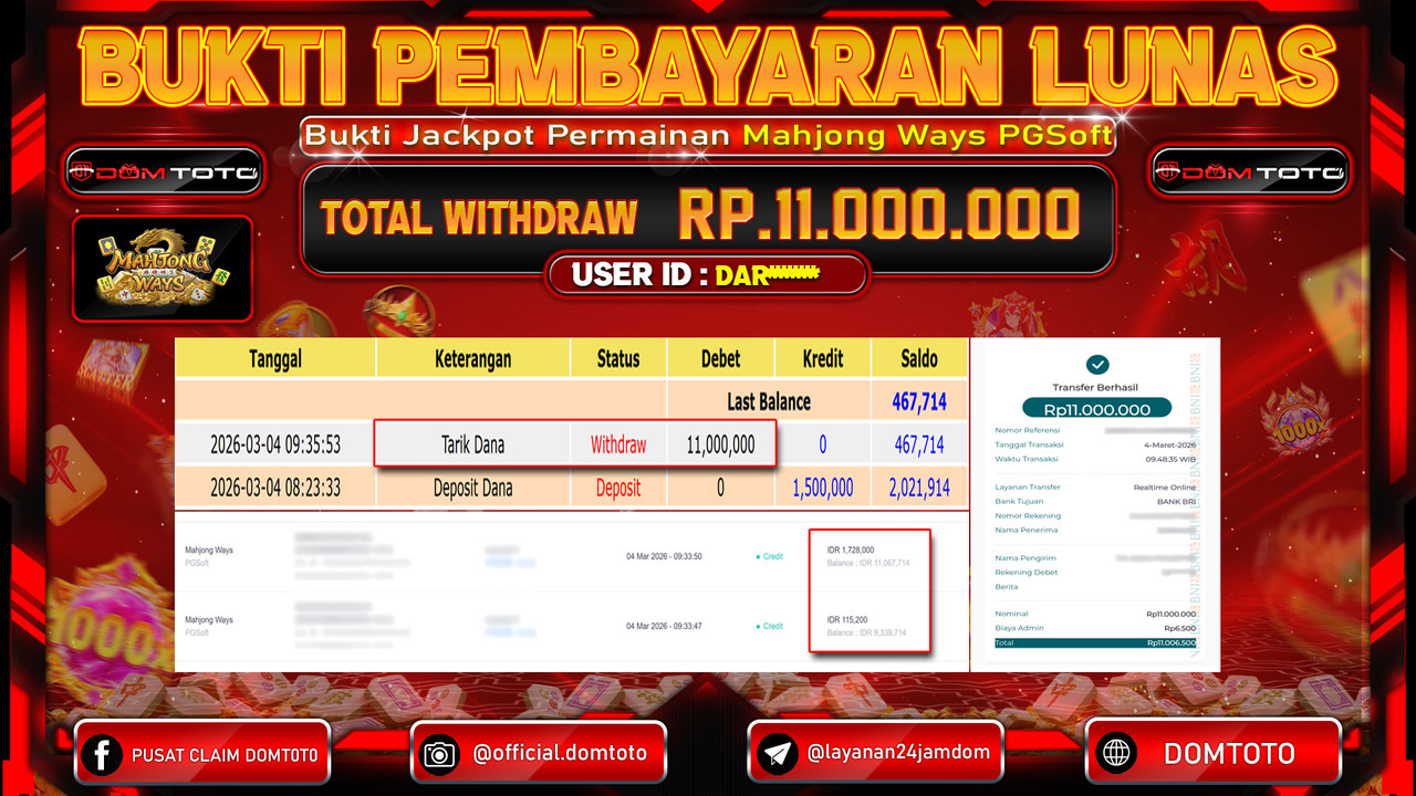 JACKPOT SLOT Mahjong Ways PGSoft 04 MARET 2026