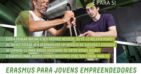 PORTALEGRE: WEBINAR “ERASMUS PARA JOVENS EMPREENDEDORES”, NO DIA 24 DE NOVEMBRO