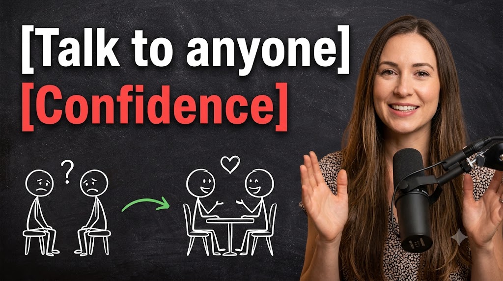 AI-generated example result for the youtube-thumbnail prompt: Talk To Anyone With Confidence Thumbnail – Self-Improvement Podcast Design AI YouTube Thumbnail Prompt