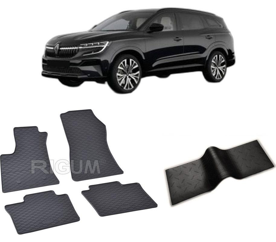 Set covorase auto RENAULT ESPACE VI E-TECH HYBRID din 04.2023-PREZENT, cu covoras tunel median, CAROSERIE SUV, Presuri cauciuc 100%, compatibil cu autoturismul RENAULT ESPACE VI E-TECH HYBRID, Rigum