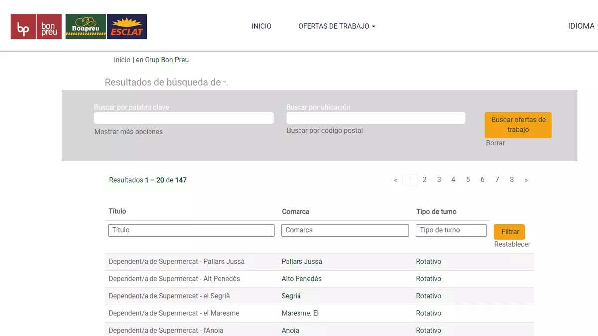 Portal de empleo Grupo Bonpreu