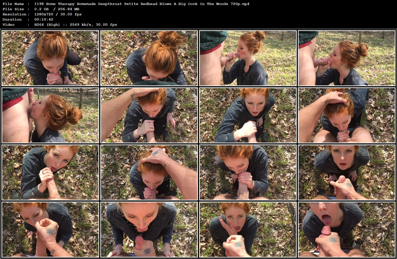 1198 Home Therapy Homemade Deepthroat Petite Redhead Blows A Big Cock In The Woods 720p mp4