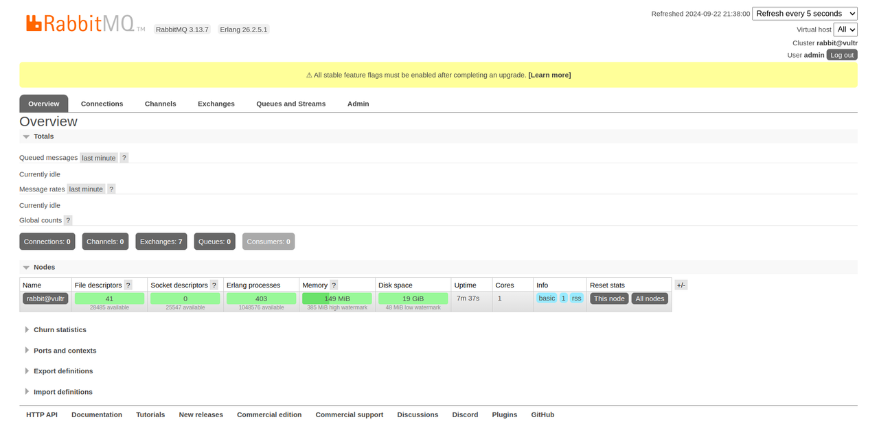 Web admin console page