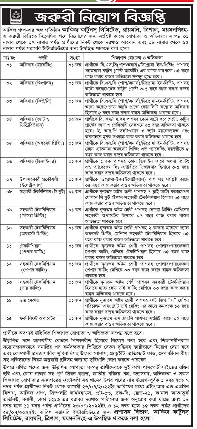 আকিজ সিরামিক নিয়োগ ২০২২