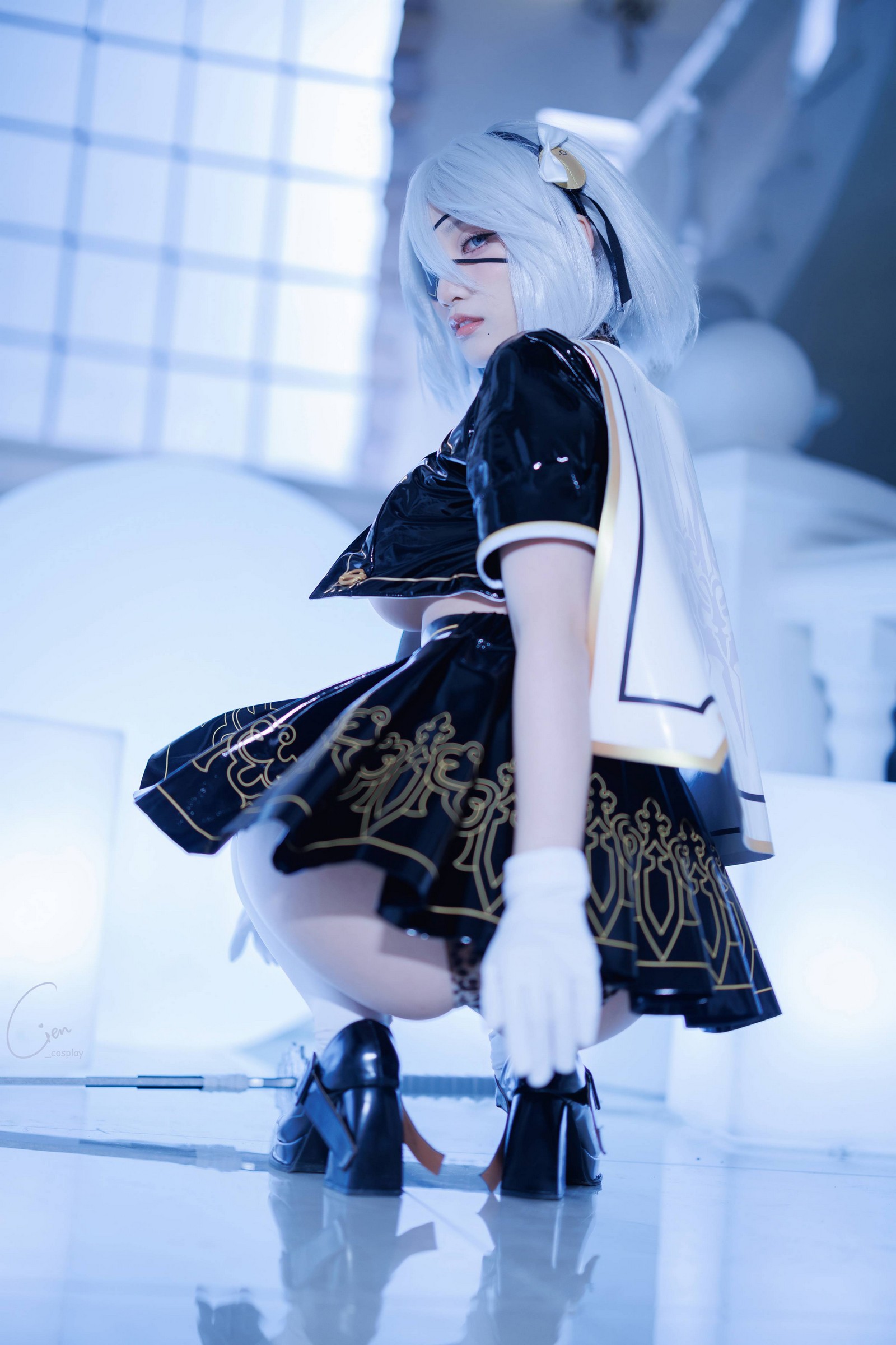 Cien恩恩 2B JK School Uniform Cosplay 高清写真（32P｜15MB）插图3