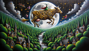 DALL-E-2023-10-15-16-29-22-Oil-painting-of-a-night-filled-with-wonder-A-steampunk-inspired-cow-i