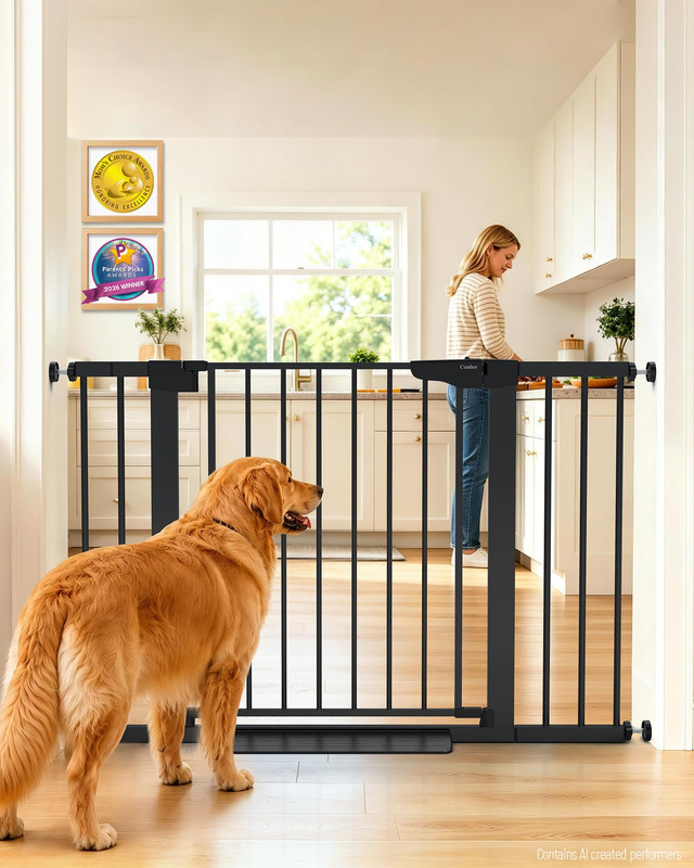 Cumbor 30-46in Auto Close Dog Gate Black