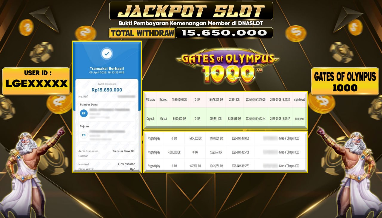 JACKPOT SLOT GATES OF OLYMPUS 1000 5 APRIL 2026