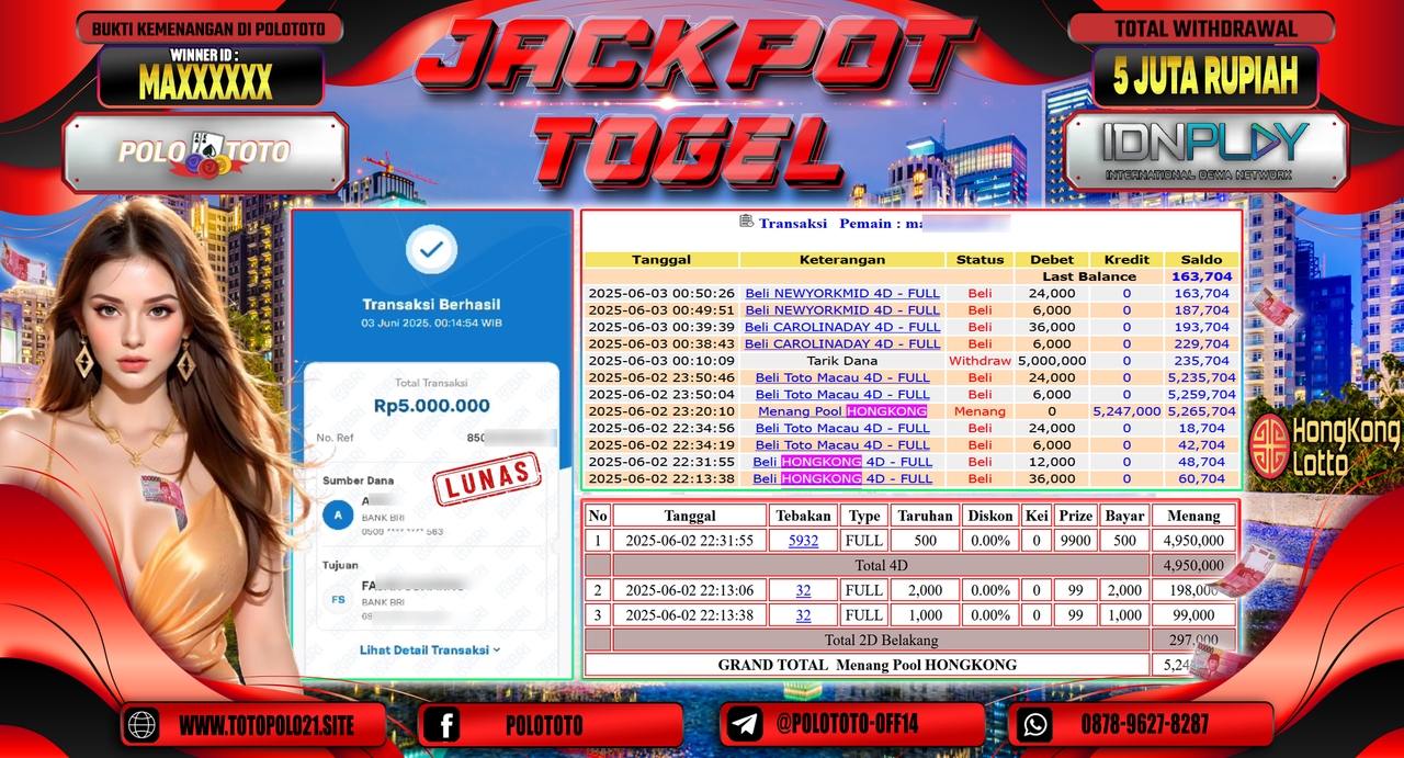 POLOTOTO JACKPOT TOGEL HONGKONG LOTTO Rp.5.000.000,-