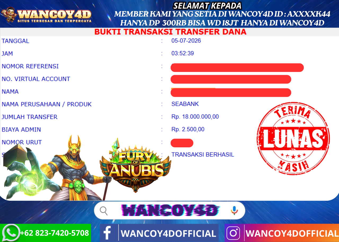 WANCOY4D FURRY ANUBIS PRAGMATIC RP.18.000.000 -LUNAS