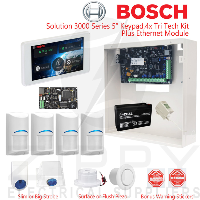 Bosch 3000 Series (16 Zone) Alarm System with 4x TriTech Gen2 PIRS
