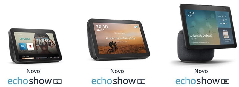 Smart Speaker Amazon, echo show de 5, 8 e 10