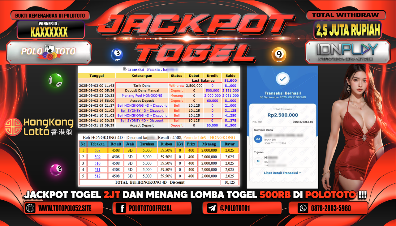 POLOTOTO JACKPOT TOGEL HONGKONG LOTTO Rp.2.500.000,-