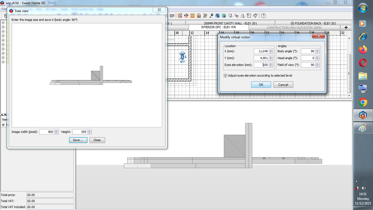 WIN7 SIDE VIEW (VIRTUAL WALK WITH PARALLEL PROJECTION - screnshot