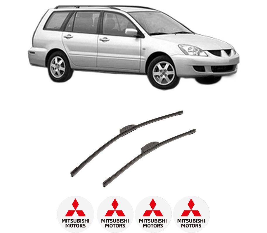 Set stergatoare auto MITSUBISHI LANCER VII Estate (CS_W, CT_W) din 2003-2008, pentru parbriz auto, 2 bucati, Bosch Aerotwin Retrofit, din cauciuc siliconat rezistent, 4 Stickere Auto MITSUBISHI